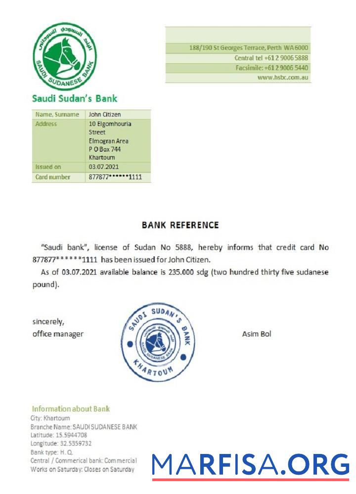 Downloadable Sudan Saudi Sudan's bank reference real example